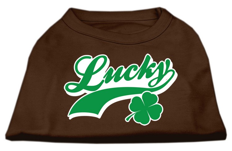 Lucky Swoosh Screen Print Shirt Brown Lg